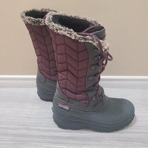 EUC Aubergine Purple & Grey WOMEN'S WINTER BOOTS with Faux Fur - Hardly worn!